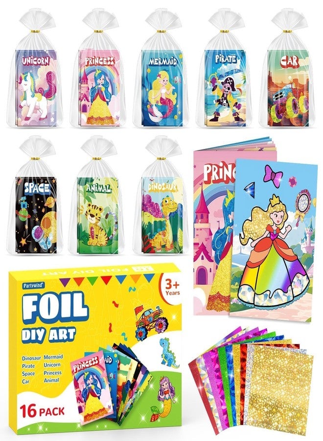 PARTYWIND Party Favors for Kids, 16 Pack Foil Art & Craft Books Bulk for Kids 4-8, Goodie Bag Stuffer & DIY Creative Activity Toys for Kids Birthday Party Favors, Valentines Gifts, Classroom Prizes - Image 1